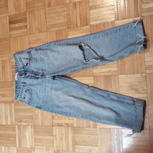 Zara Button Fly Distressed Jeans